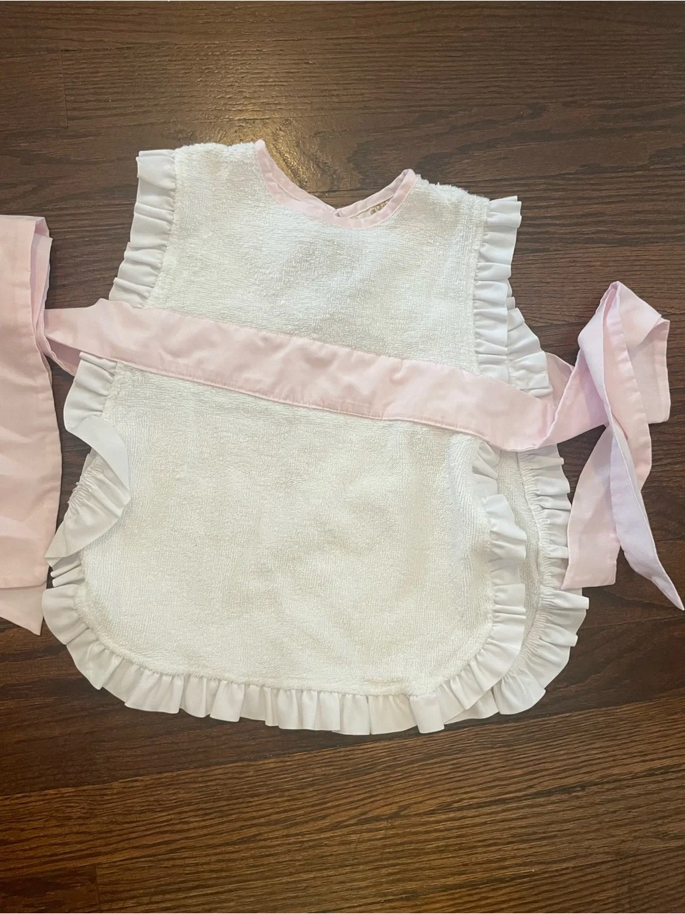 White and Pink Ruffle Bib Apron for Kids